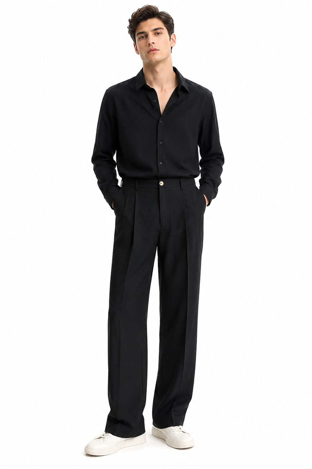 Men's Relaxed Fit Black Formal Trousers