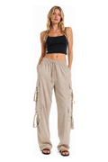 Women's Relaxed Fit Multi-Pocket Cargo Pants – Beige